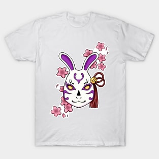 Blossoming Habits: A Cherry Blossom Japanese Mask Pink T-Shirt